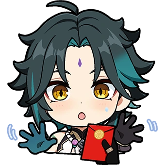 Chibi do Xiao (Genshin Impact) usando sua máscara